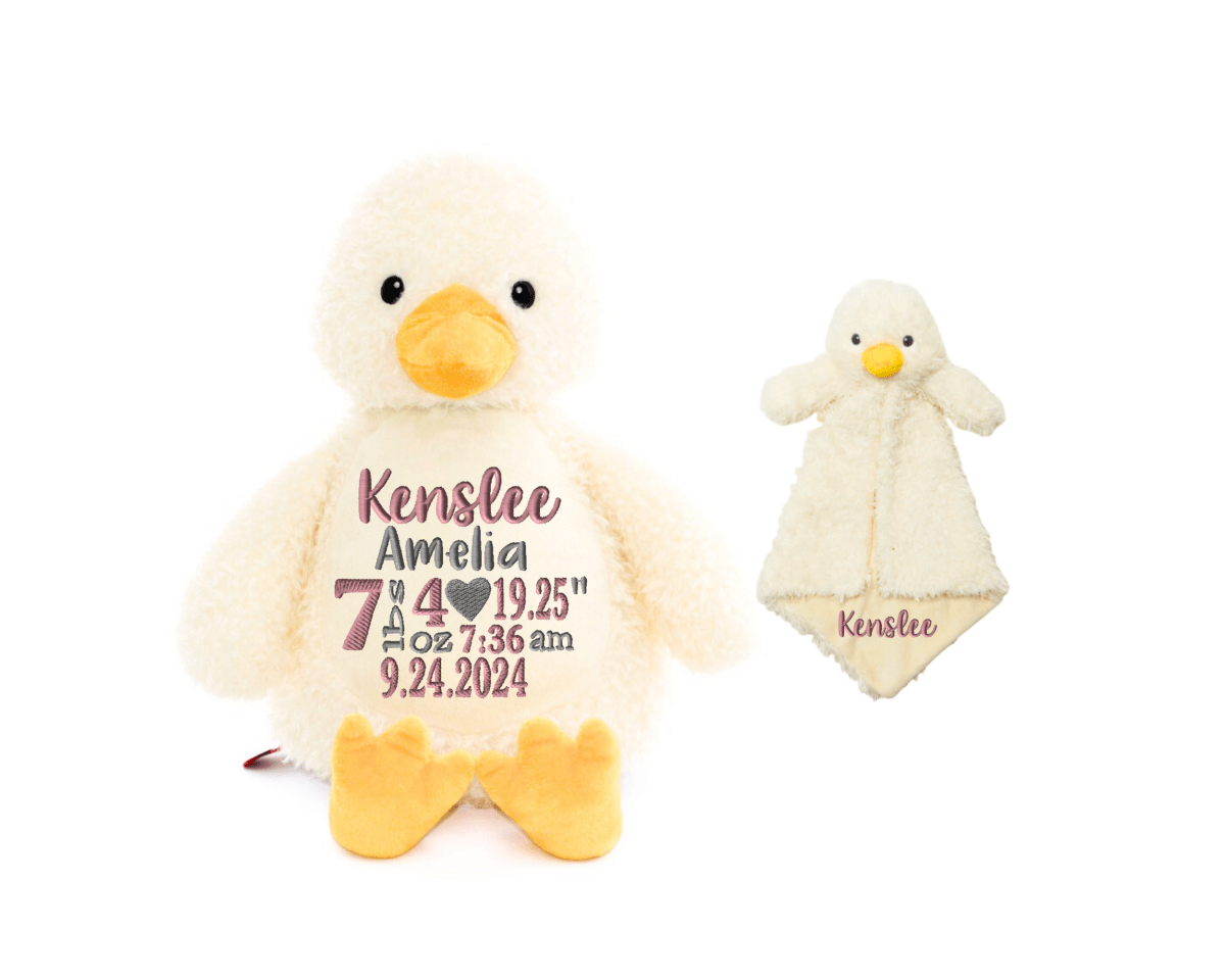 Personalized Birth Stat Duck Stuffed Animal SetCubbies