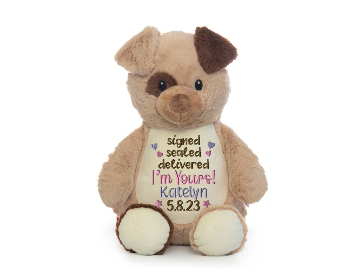 Girls Signed Sealed Adoption Stuffed AnimalI Sew Jo