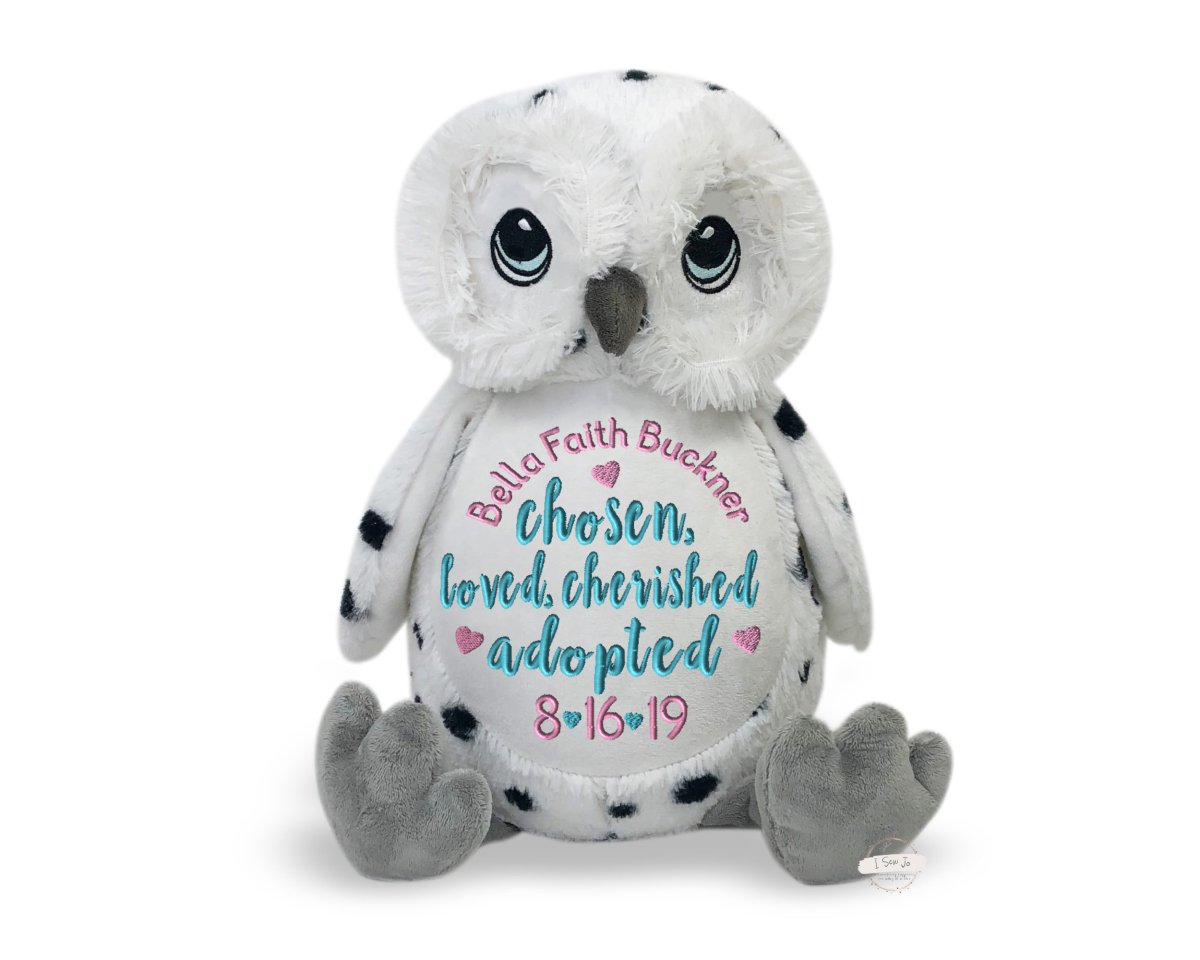 Personalized Chosen Wanted Loved Adoption Stuffed AnimalI Sew Jo