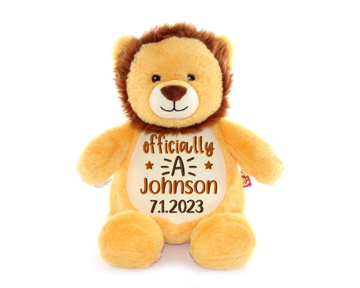 Personalized Lion Adoption Stuffed AnimalI Sew Jo