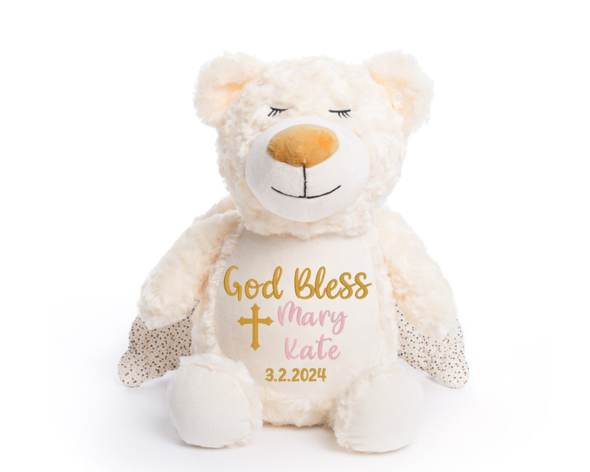 Personalized God Bless Baptism Stuffed AnimalI Sew Jo