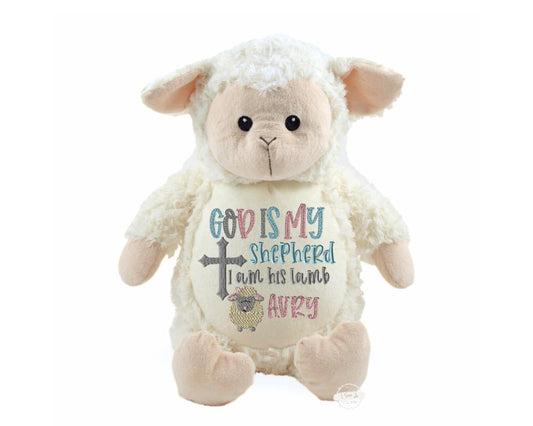 Personalized God is My Shepherd Baptism Stuffed AnimalI Sew Jo