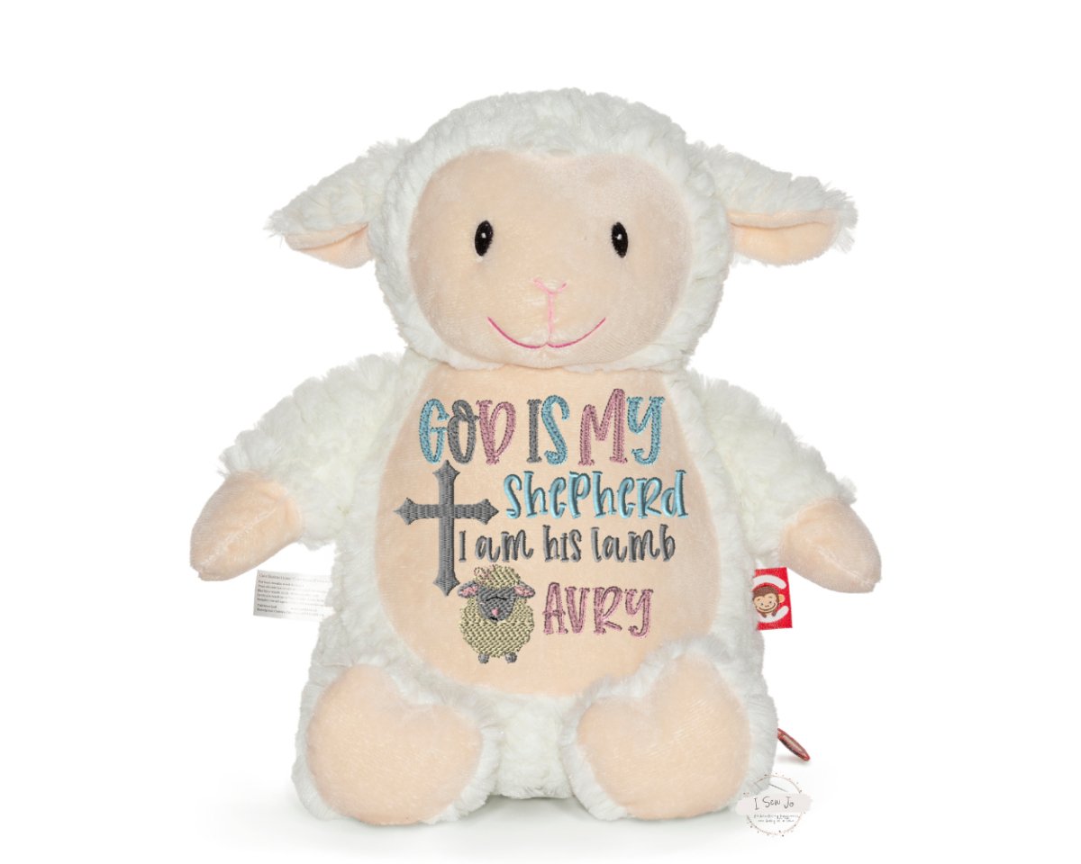 Personalized God is My Shepherd Baptism Stuffed AnimalI Sew Jo