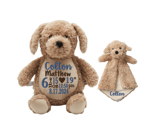 Goldendoodle Stuffed Animal and Lovey Birth Info SetCubbies