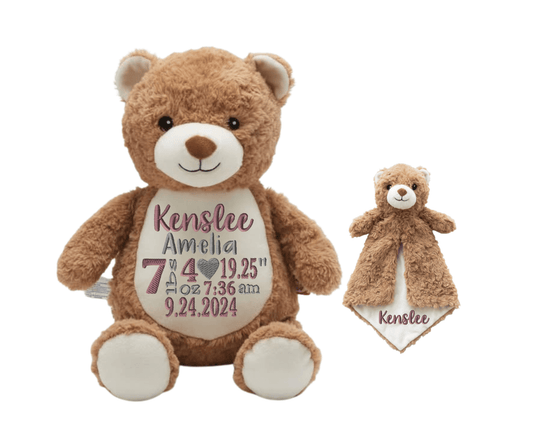 Tan Bear Birth Stat SetCubbies