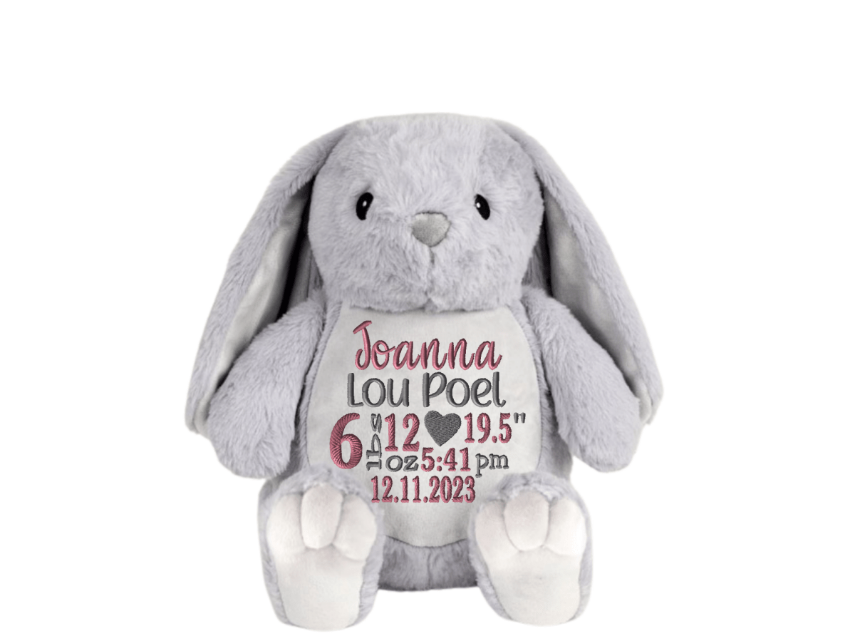 Floppy Bunny Birth Info Stuffed AnimalLITTLE ELSKA