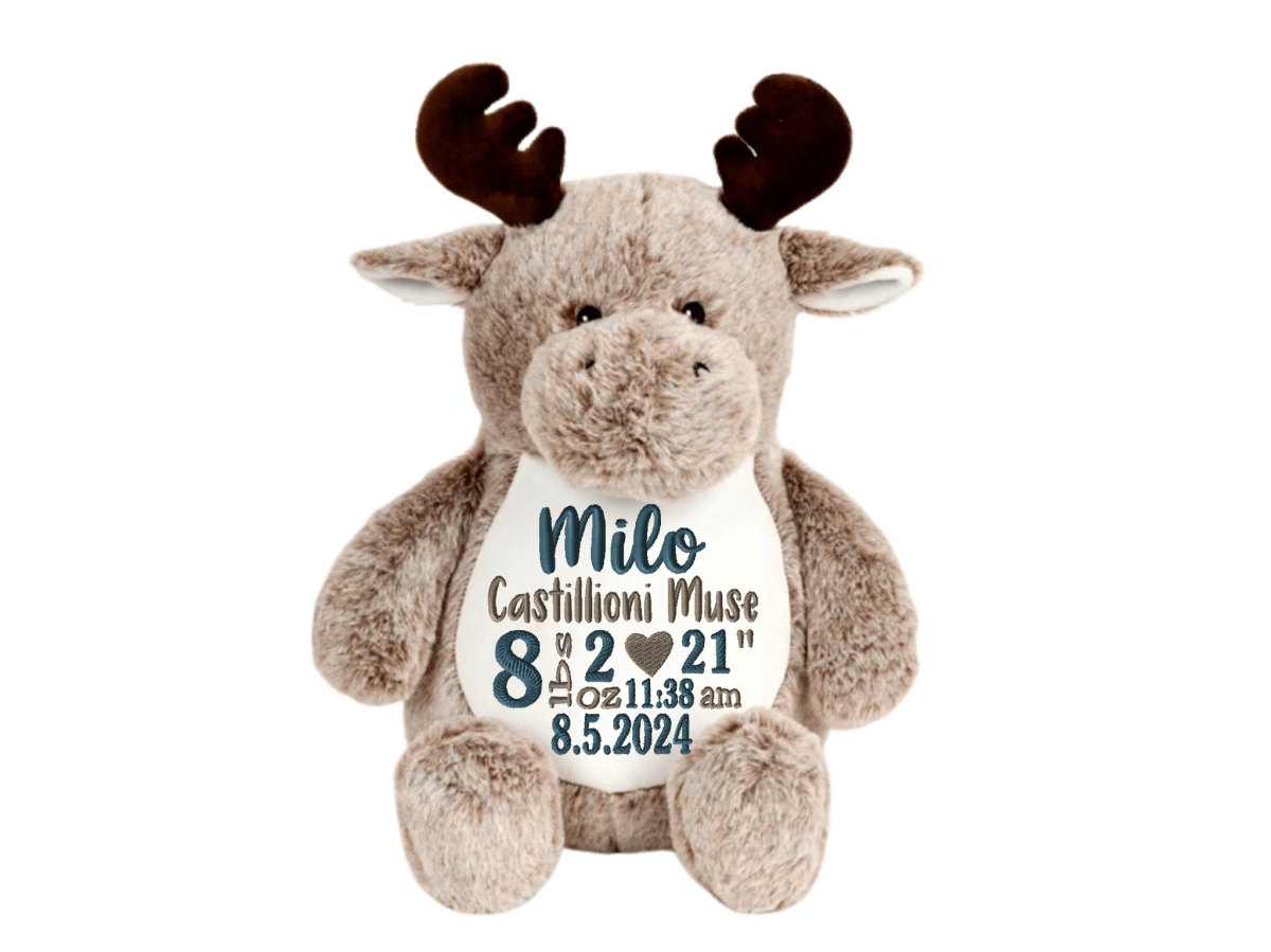 Personalized Baby Moose Birth Info Stuff AnimalLITTLE ELSKA