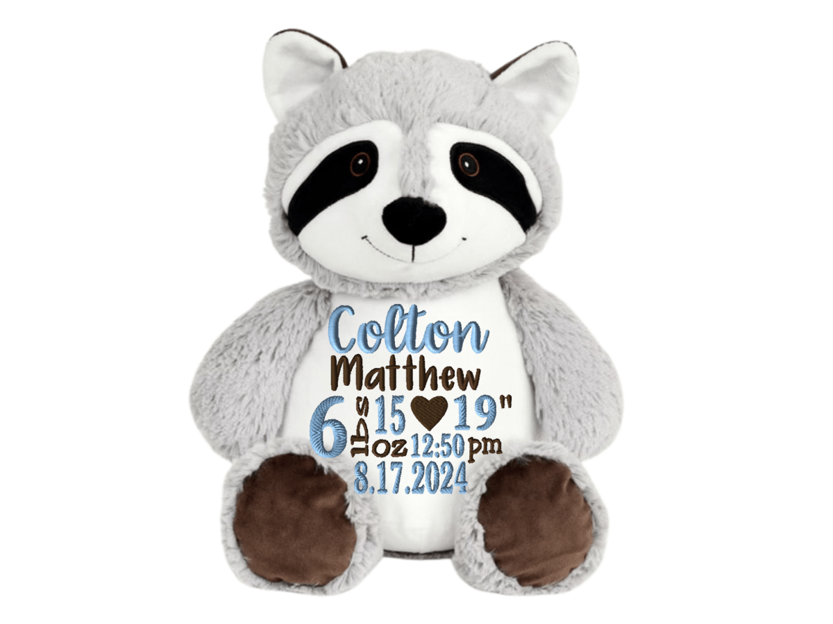 Personalized Baby Raccoon Birth Info Stuff AnimalLITTLE ELSKA