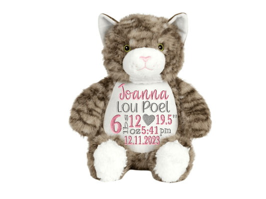 Personalized Kitty Birth Stat Stuffed AnimalLITTLE ELSKA