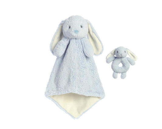 Blue Bunny Lovey and Rattle Gift SetEbba