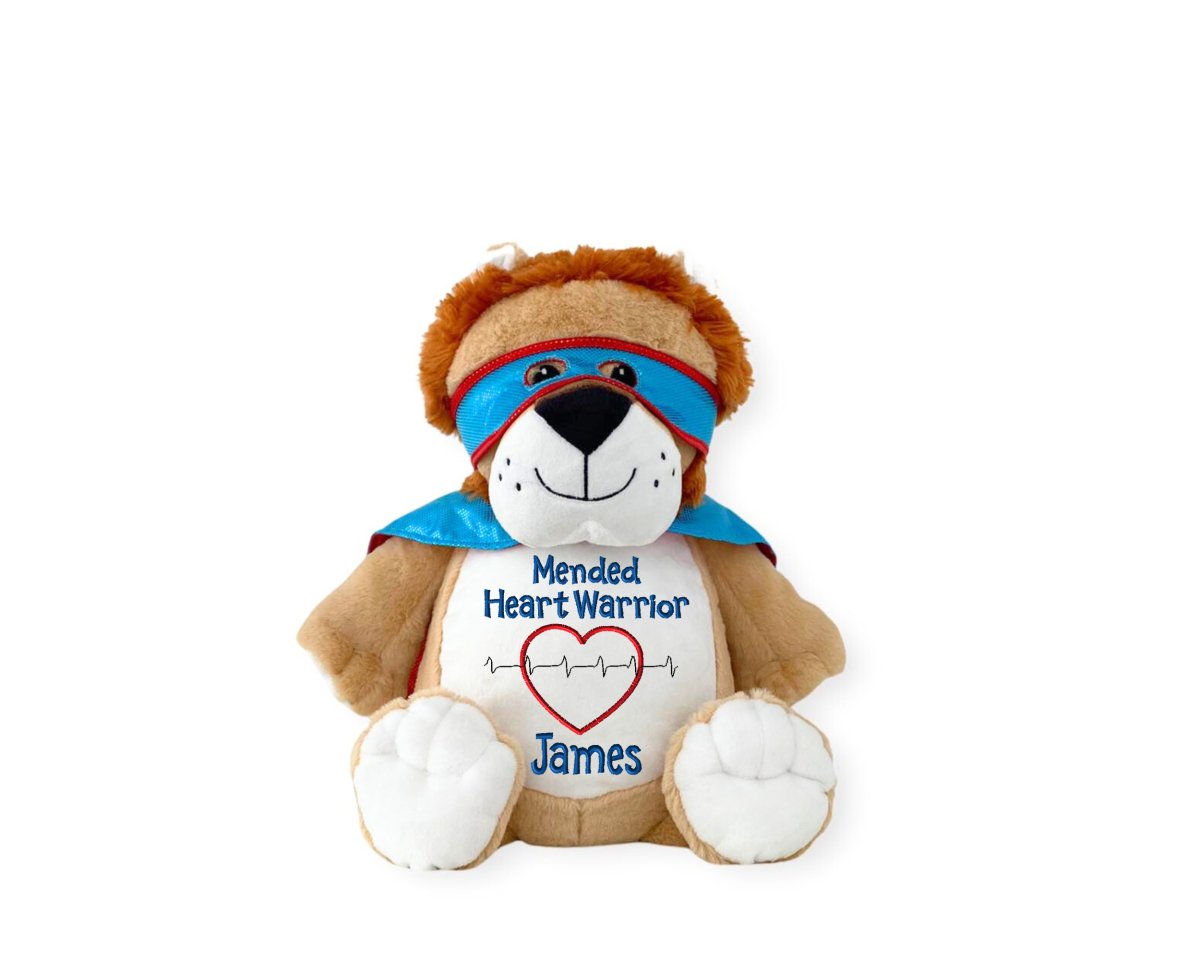 Personalized CHD Heart Warrior Hero Bear Stuffed AnimalI Sew Jo