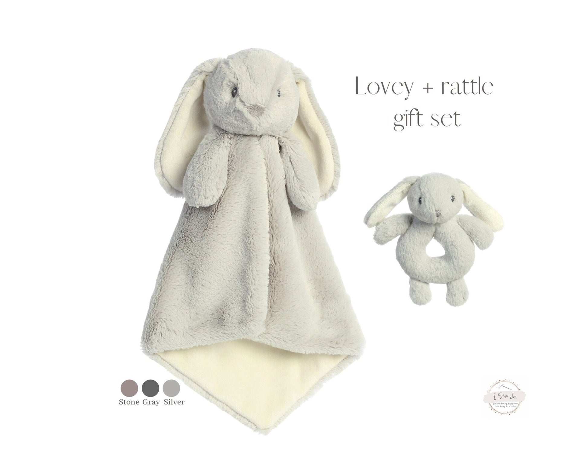 Dusk Bunny Rattle and Lovey SetEbba