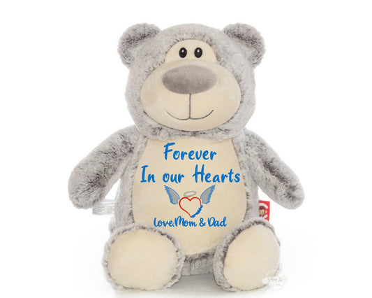 Personalized Forever In Our Hearts Sympathy Stuffed AnimalI Sew Jo