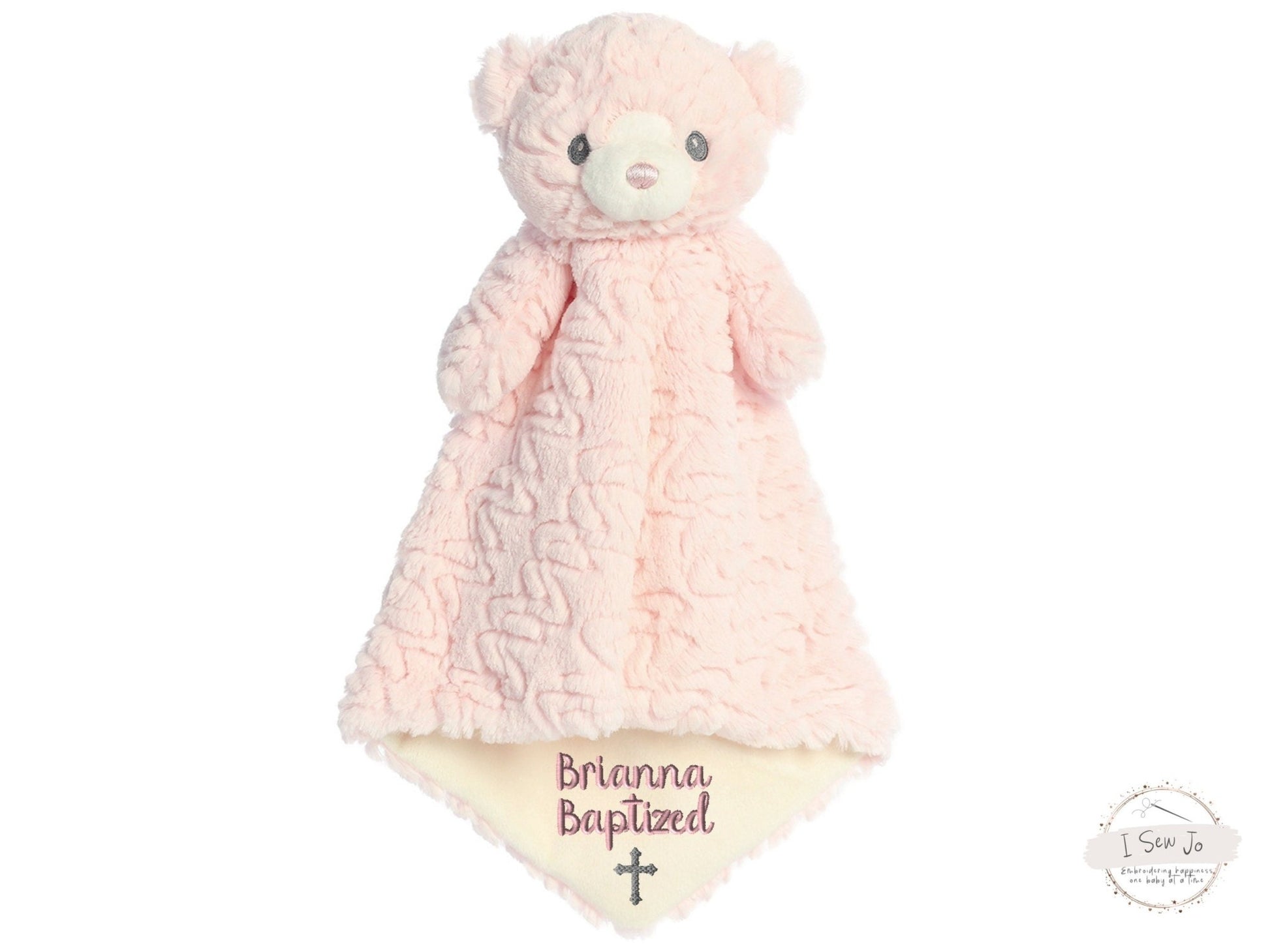 Pink Baptism Bear LoveyI Sew Jo