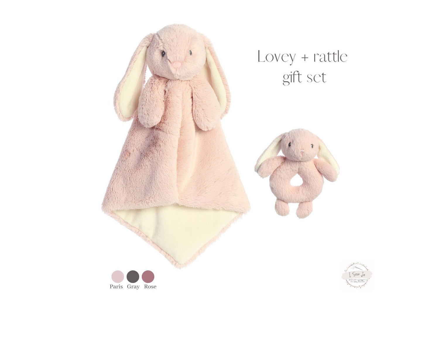 Rose Bunny Lovey and Rattle Gift SetEbba