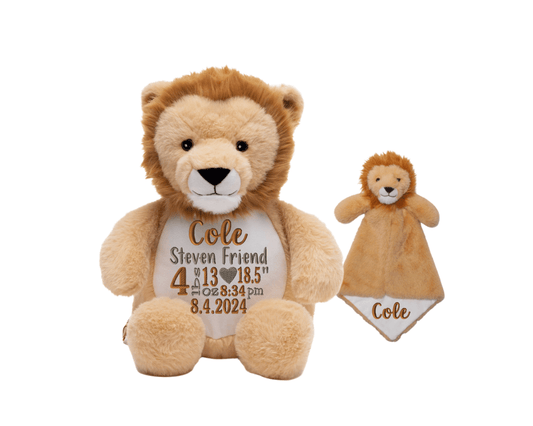 Personalized Birth Info Stuffed Animal And Lovey SetCubbies