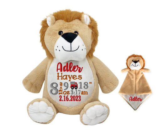 Personalized Lion Stuffed Animal Lovey SetI Sew Jo