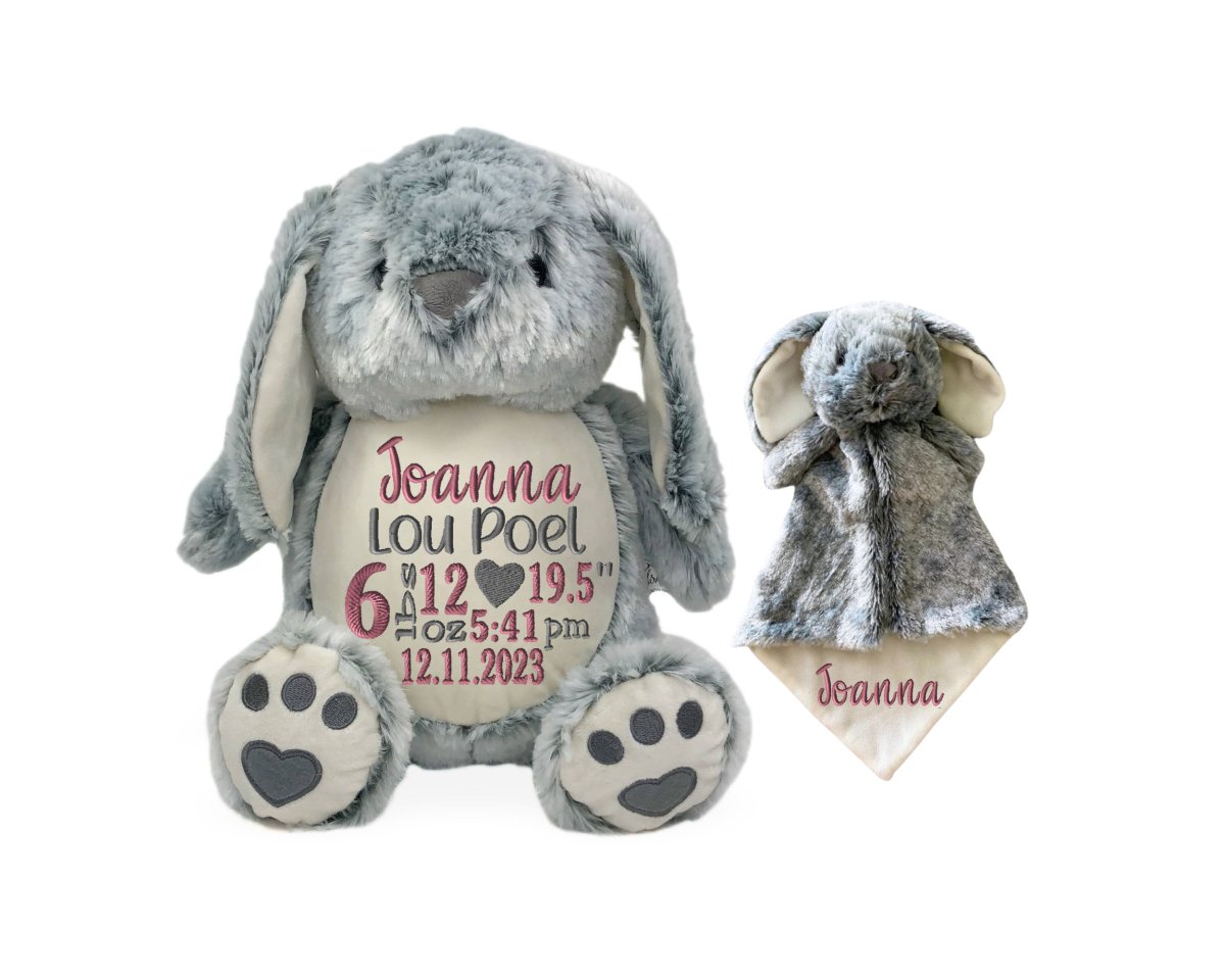 Personalized Birth Stat Bunny Stuffed Animal SetLITTLE ELSKA