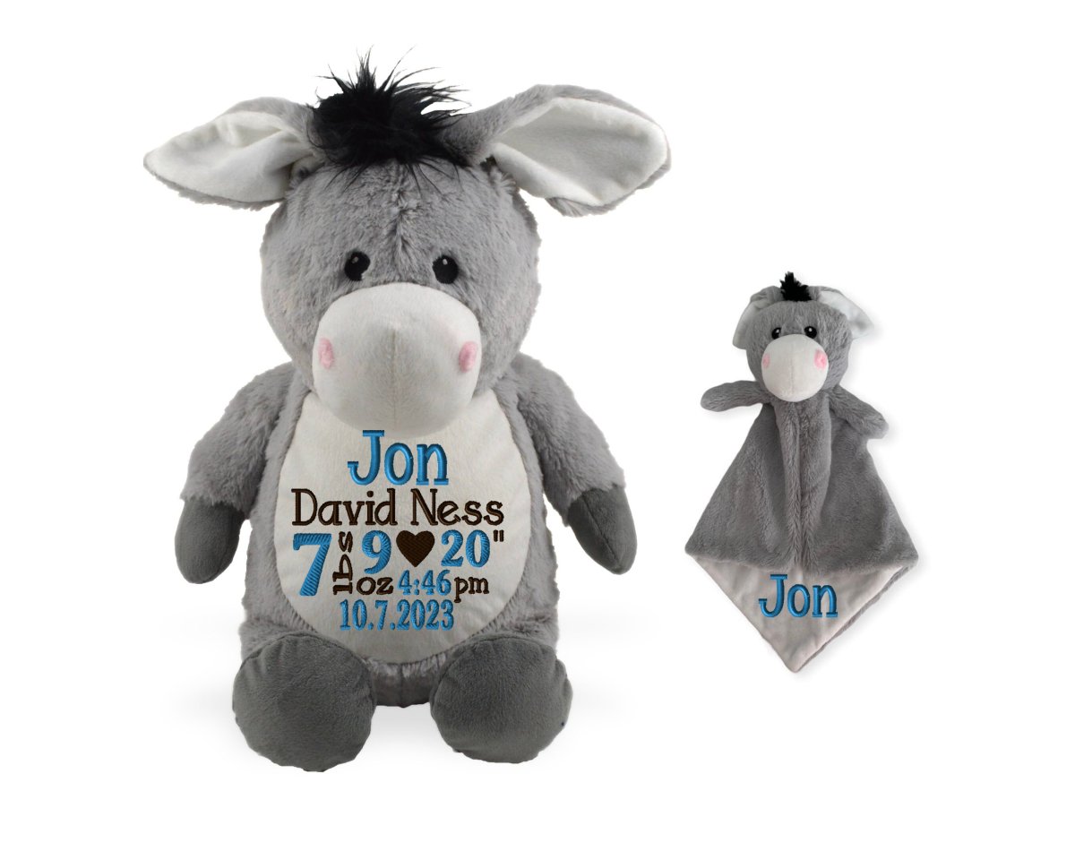 Personalized Birth Stat Donkey Stuffed Animal SetLITTLE ELSKA