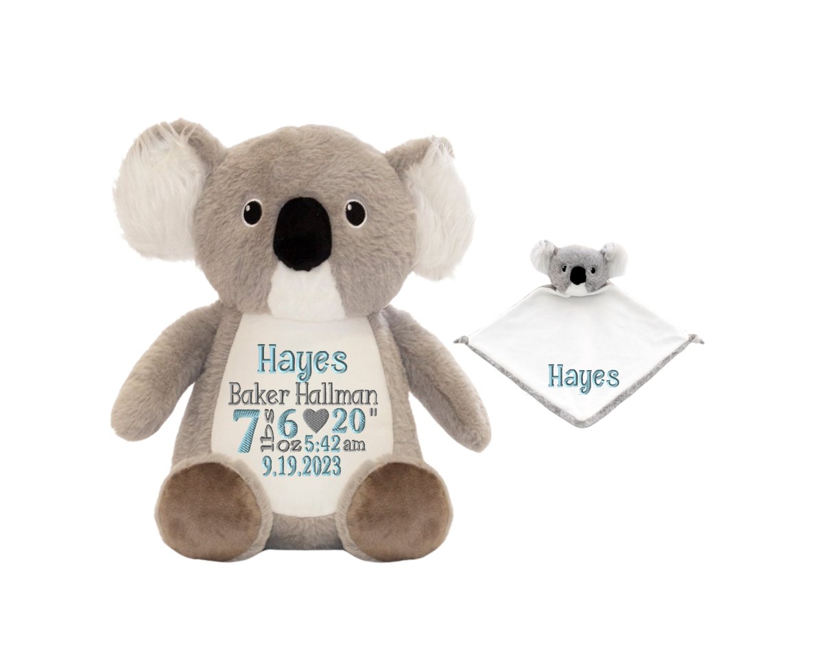 Personalized Birth Stat Koala & Lovey SetLITTLE ELSKA