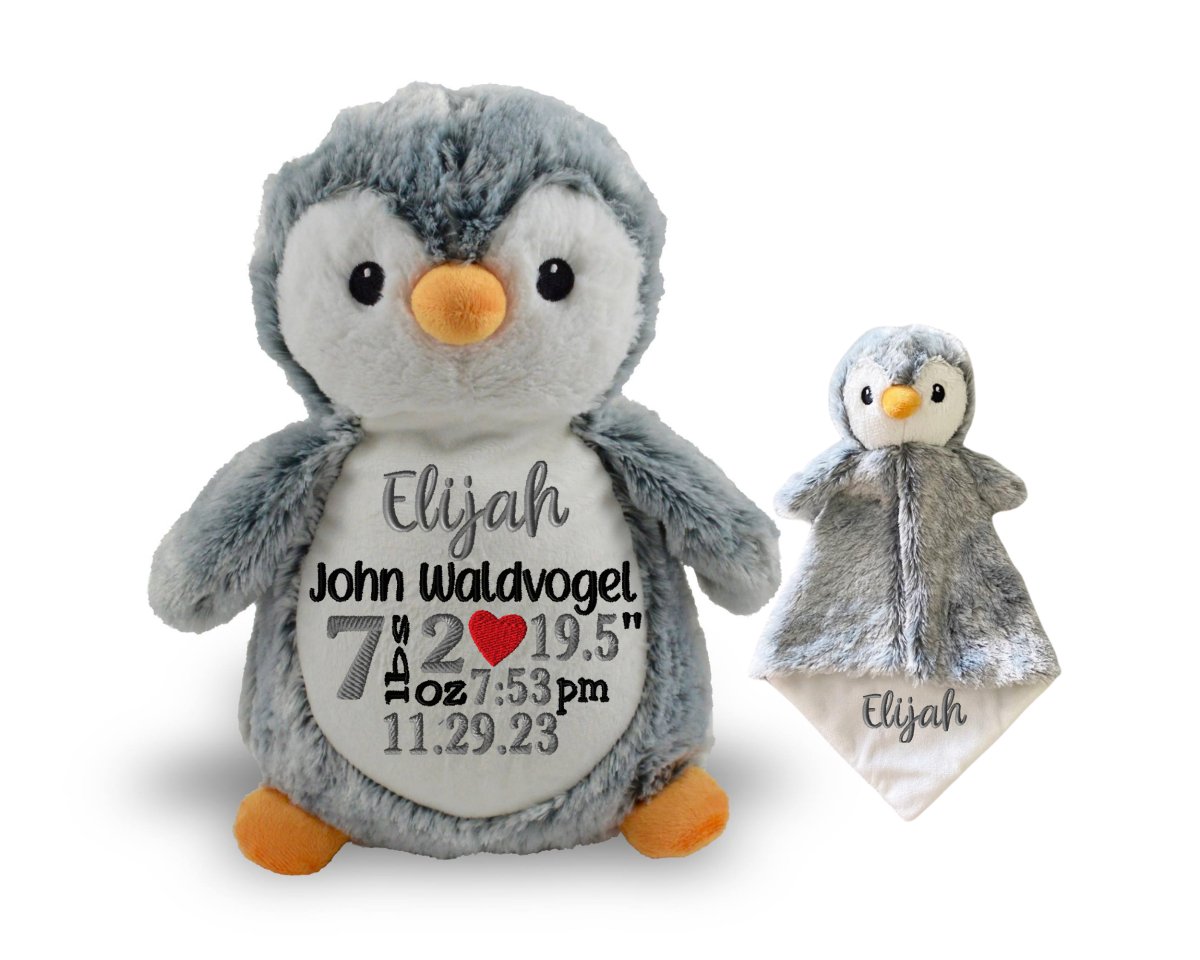 Personalized Birth Stat Penguin Stuffed Animal SetLITTLE ELSKA