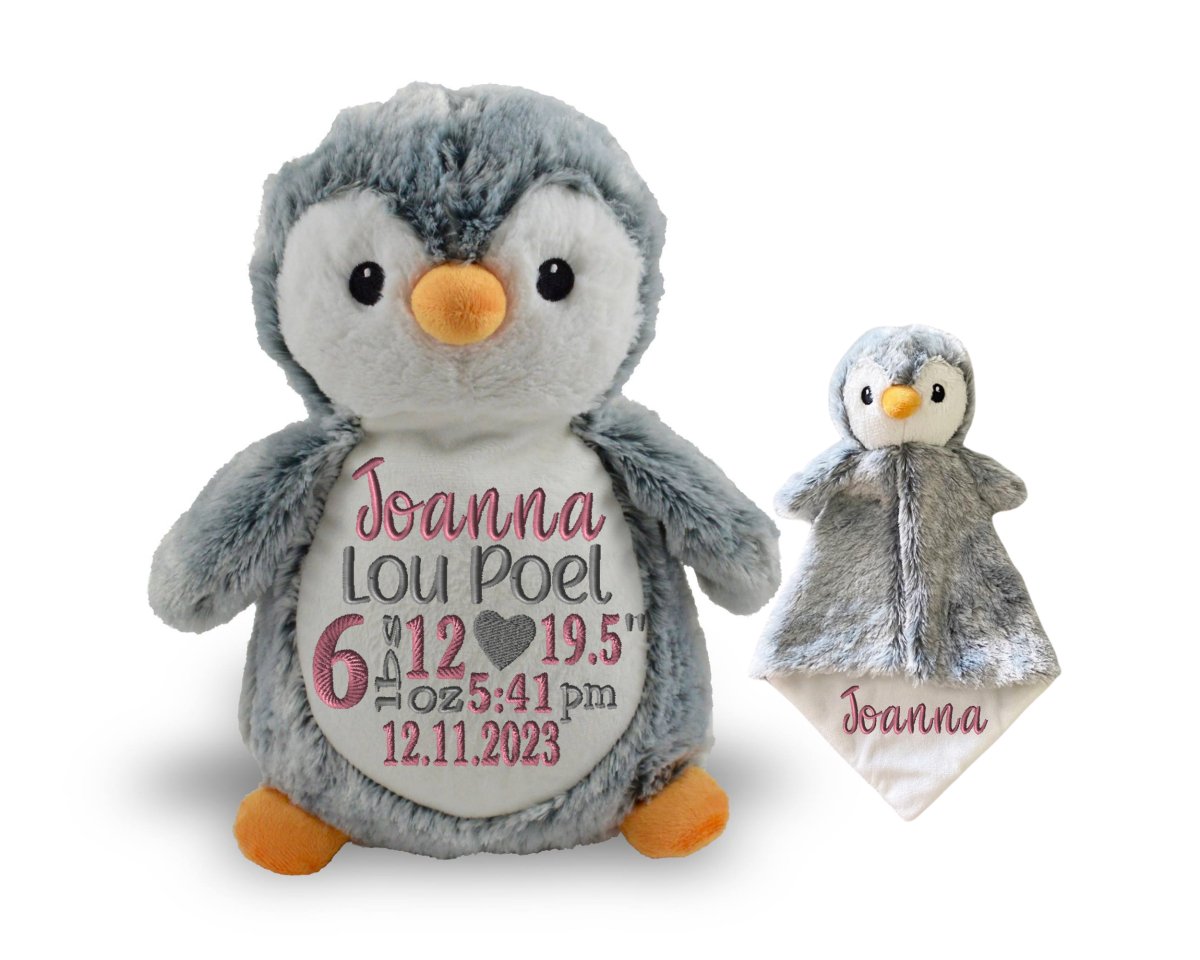 Personalized Birth Stat Penguin Stuffed Animal SetLITTLE ELSKA