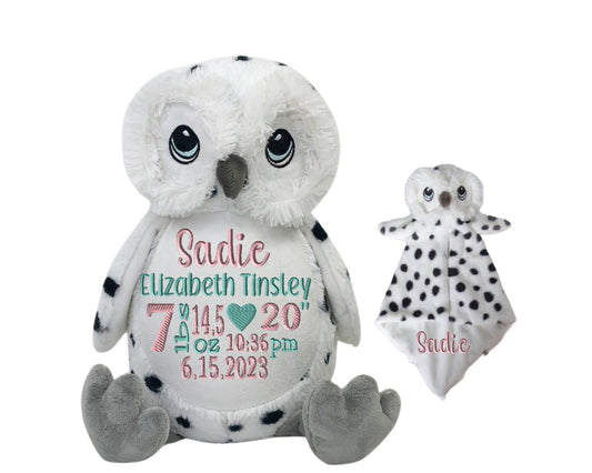 Personalized Birth Stats Owl SetLITTLE ELSKA