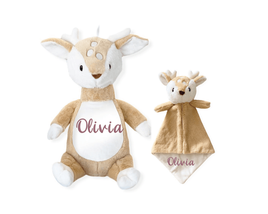 Personalized Fawn Stuffed Animal Lovey SetLITTLE ELSKA