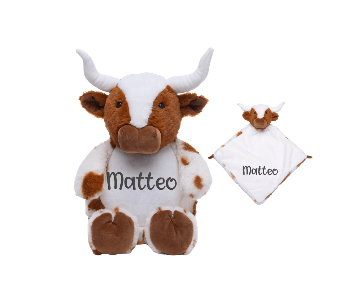 Personalized Longhorn Cow Set with NameLITTLE ELSKA