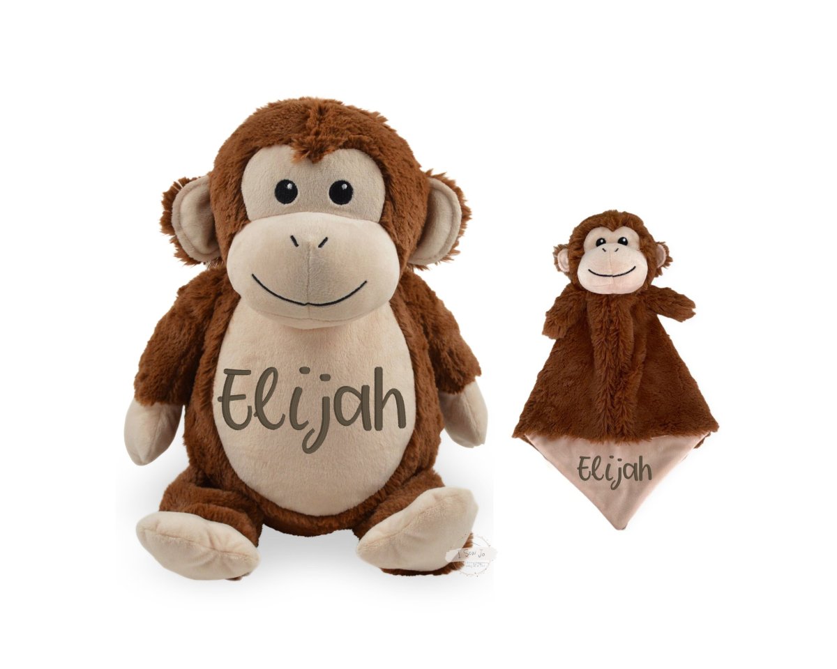 Personalized Monkey Stuffed Animal Lovey SetLITTLE ELSKA