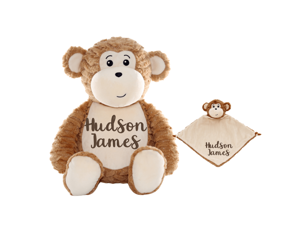 Personalized New Monkey Stuffed Animal Lovey SetLITTLE ELSKA