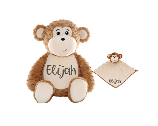 Personalized New Monkey Stuffed Animal Lovey SetLITTLE ELSKA